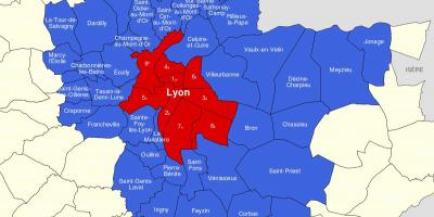 Peta dari pinggiran kota Lyon 