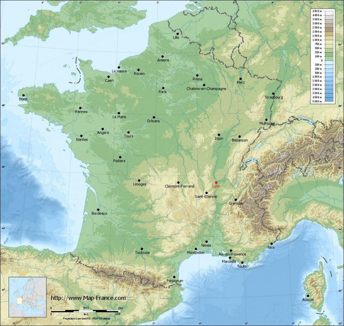 peta dari Lyon geografis
