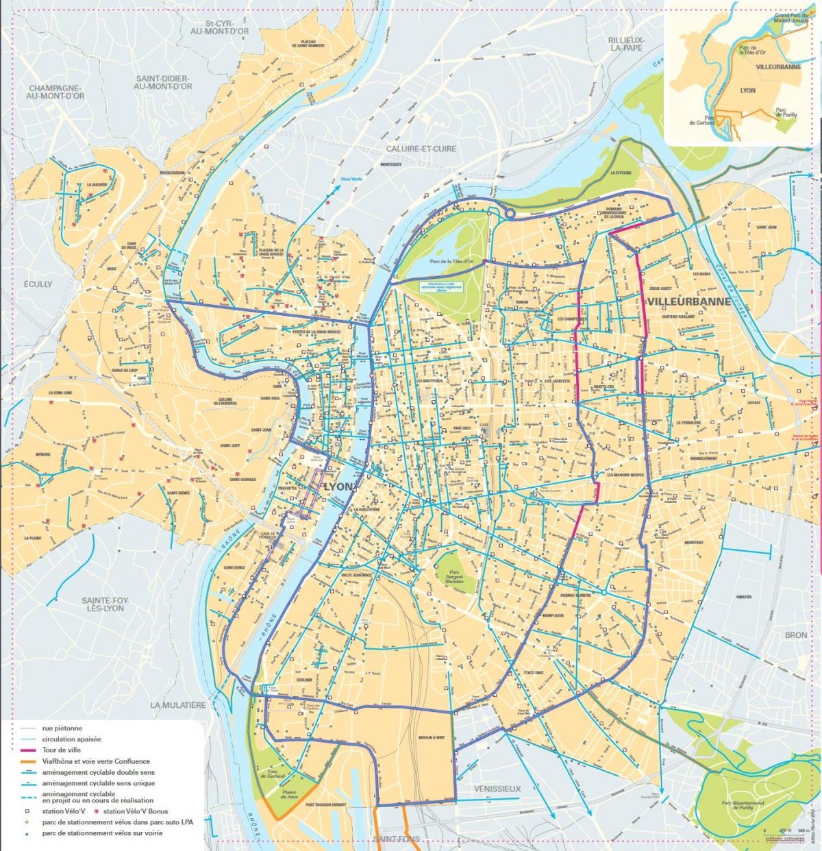 peta dari Lyon sepeda
