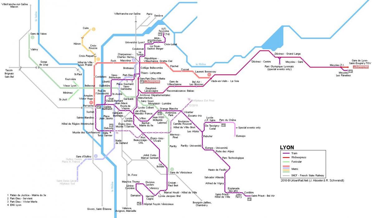 peta dari rhone express Lyon