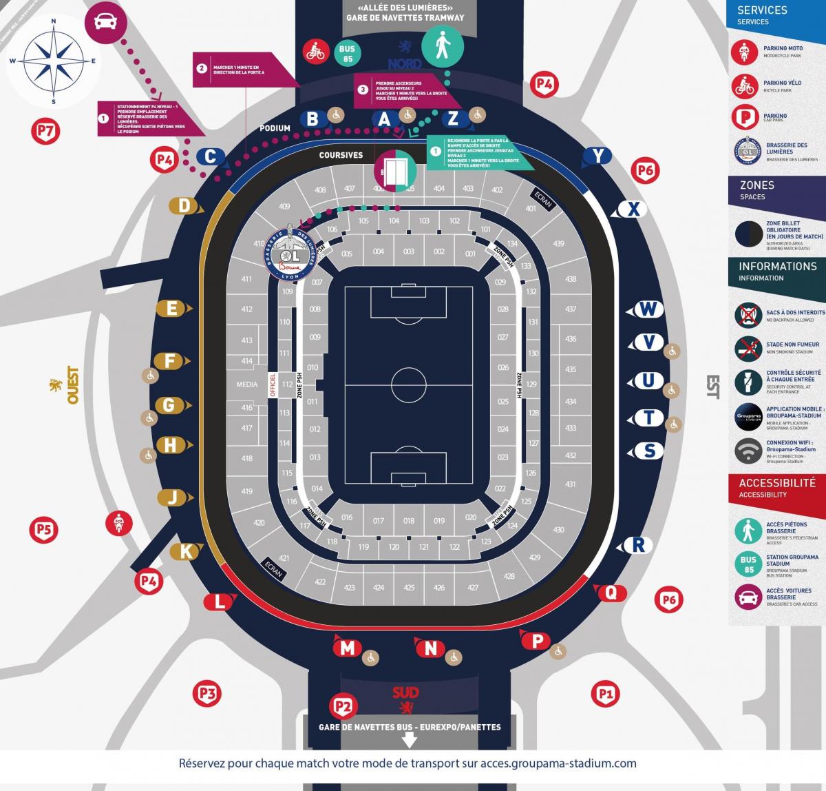 peta dari stadion Lyon